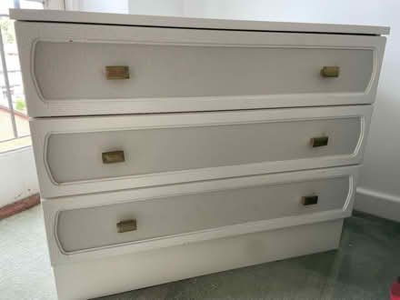 Photo of free White wooden chest of 3 drawers (B5) #2
