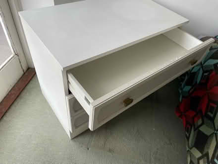 Photo of free White wooden chest of 3 drawers (B5) #3