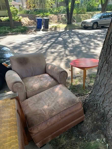 Photo of free Leather chair & ottoman (Merriam Park) #1