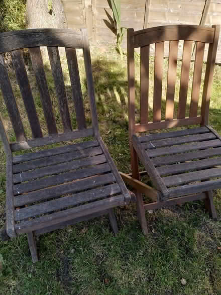 Photo of free Wooden garden chairs (Quarmby HD3) #1