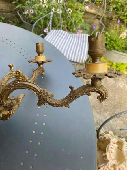 Photo of free Metal chandelier with shades (Bower Hinton TA12) #3