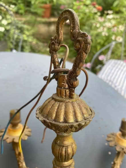 Photo of free Metal chandelier with shades (Bower Hinton TA12) #4