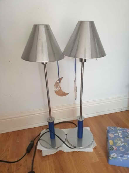 Photo of free Pair of Stainless Steel Table Lamps (New Malden KT3) #1
