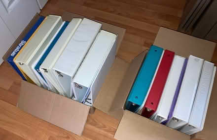 Photo of free Three-ring binders, assorted sizes (Naperville, 87th and Modaff Rd) #1