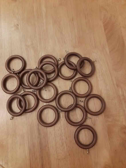 Photo of free 18 wooden curtain rings (Leyland PR25) #1