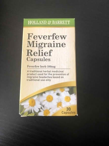 Photo of free Unused box of feverfew capsules (Burgess Park SE5) #1