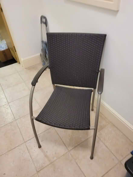 Photo of free Two outdoor brown stacking chairs (Grange-over-Sands LA11) #4