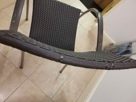 Photo of free Two outdoor brown stacking chairs (Grange-over-Sands LA11) #1