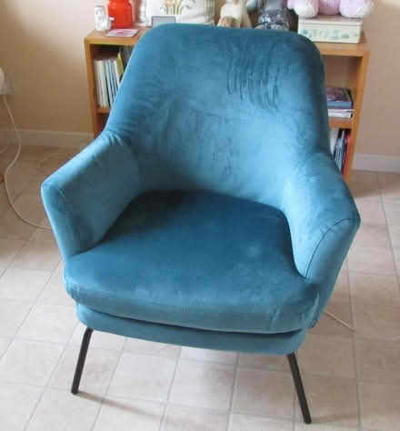 Photo of free Small armchair and box of bricabrac. (Furnace Green RH10) #1