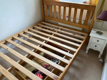 Photo of free Pine double bed and mattress (Earlsfield) #2