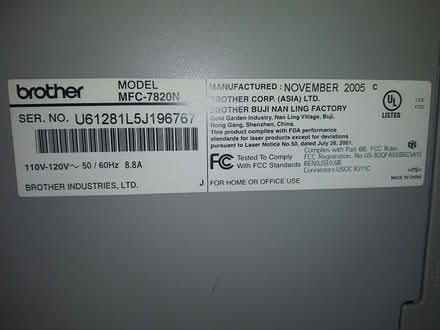 Photo of free Brother Printer/Fax Model MFC-7820N (Flanders NJ) #3