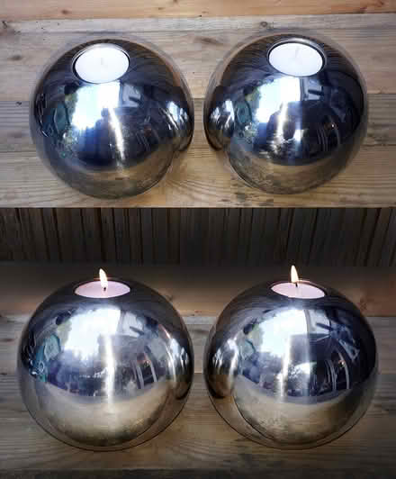 Photo of free 2x chrome ball candle holders (Horsham.) #1