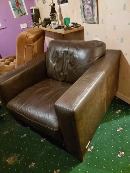 Photo of free Brown leather armchair OL5 area (Mossley OL5) #1