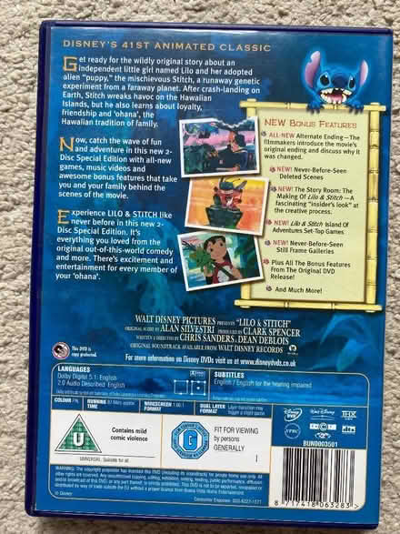 Photo of free Lilo and Stitch DVD (Tunbridge Wells S. TN2) #1