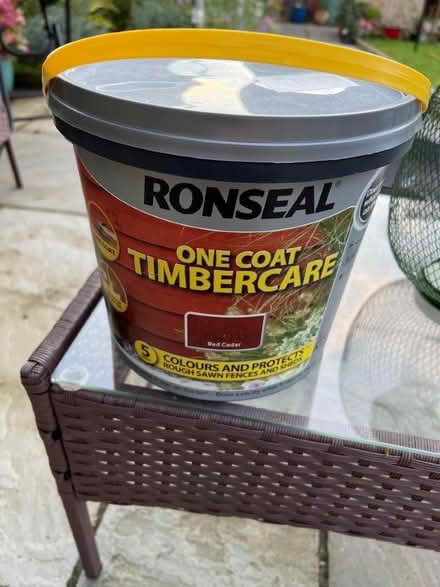 Photo of free 5L Ronseal One Coat Timbrecare Red Cedar (Ewenny CF31) #1