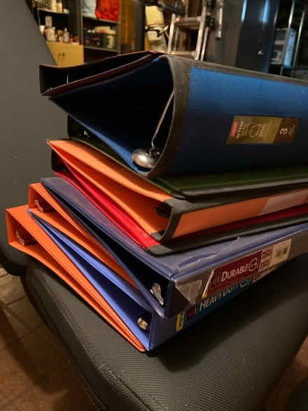 Photo of free Nine used 3-ring binders (Arlington Near Stratton) #1