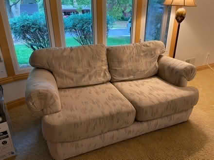 Photo of free Loveseat - cream with blue, rose (Edina) #1