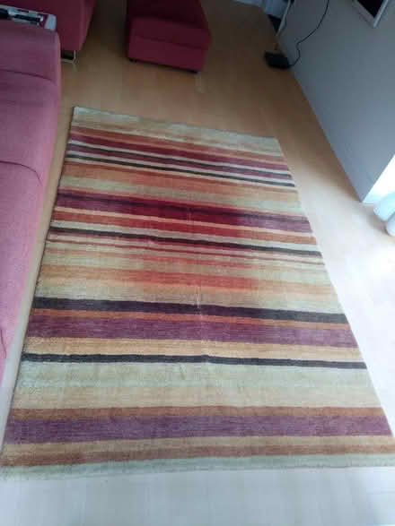 Photo of free 100% wool striped rug 150cm x 240cm (8 x 5ft) - but faded! (Knaresborough HG5) #1