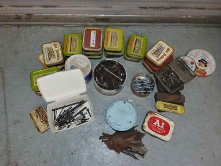 Photo of free 30 odd Storage Tins for Shed / Garage including contents (Marks Tey CO6) #2