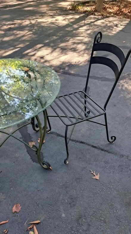 Photo of free Outdoor glass patio table & chairs (Fairfax Station) #2
