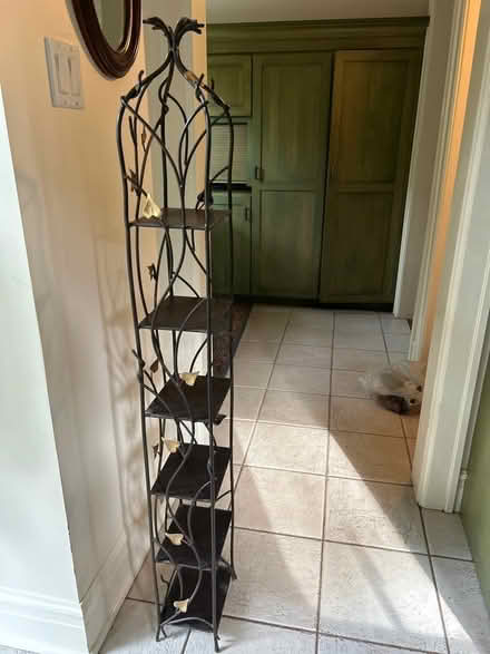 Photo of free Tall metal shelf with vine motiff (NW Evanston) #2