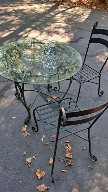 Photo of free Outdoor glass patio table & chairs (Fairfax Station) #3