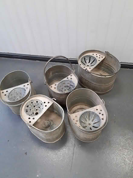 Photo of free Old galvanised mop buckets x 5 (YO21 Commondale NY) #2