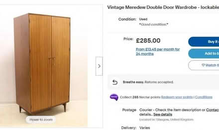 Photo of free 1960s solid wood wardrobe exc cond painted white (St Leonards TN38) #2