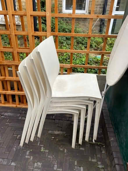 Photo of free Garden stackable chairs x 4 (Wanstead E11) #1