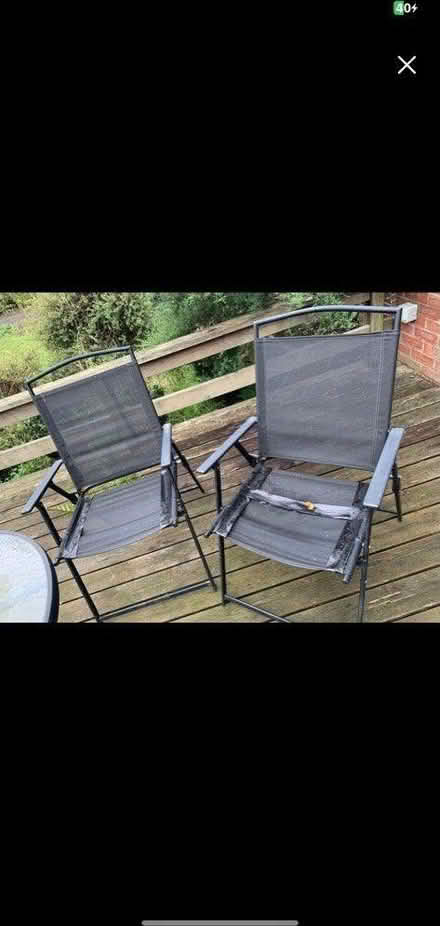 Photo of free 3 folding metal garden chairs (Mickleover, Derby, DE65) #1