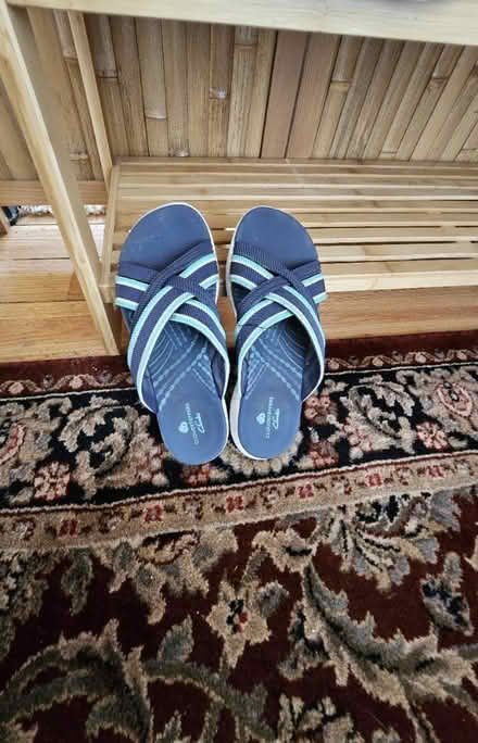Photo of free Size 6 Clarks, blue sandal slippers (El Cerrito / East Bay) #1