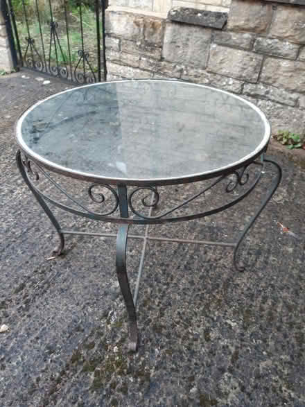Photo of free Glass topped garden metal table (Prestbury, Cheltenham) #1