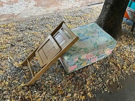 Photo of free bluevelvet loveseat ottoman + chair (Portland) #2