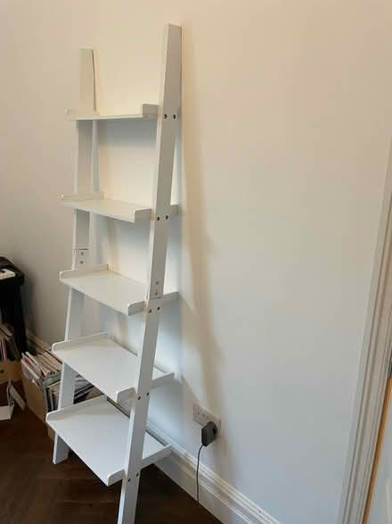 Photo of free White shelves leaning bookcase (Crouch End N8) #1