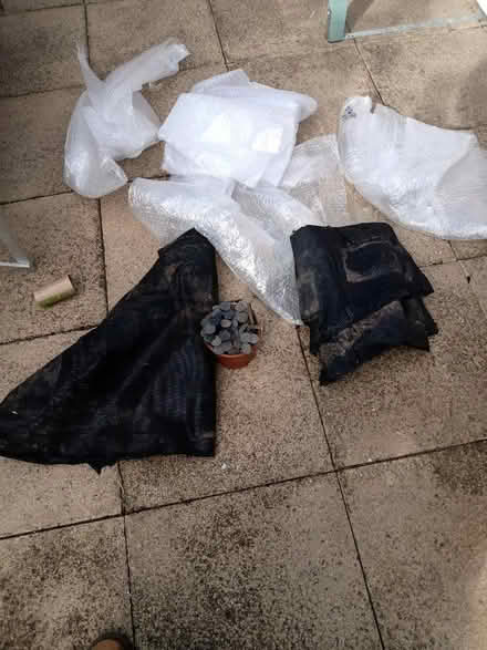 Photo of free weed suppressing membrane and pegs, fleece, bubble wrap (Bridge of Allan FK9) #1