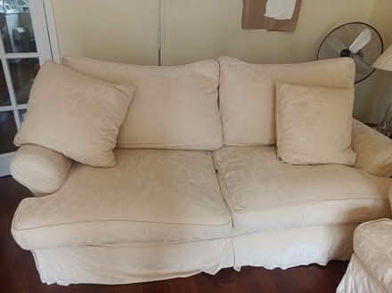 Photo of free 2 X 3 seater sofas with loose covers and cushions. (Moor Park HA6) #1