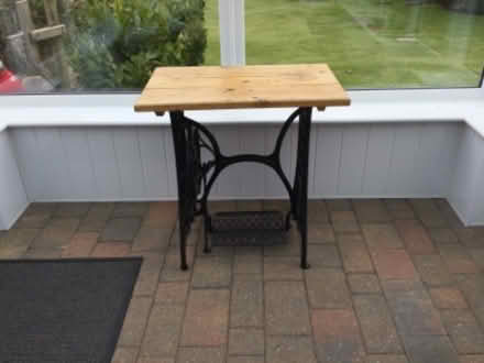 Photo of free Vintage Sewing machine base with wooden table top (St Buryan TR19) #1