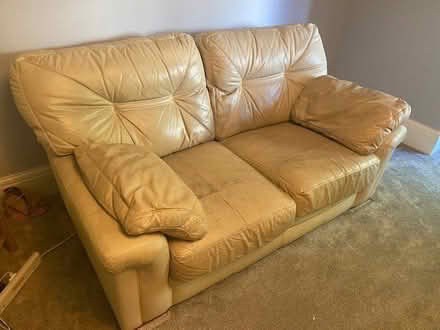 Photo of free Large white leather sofa (Shipley) #1