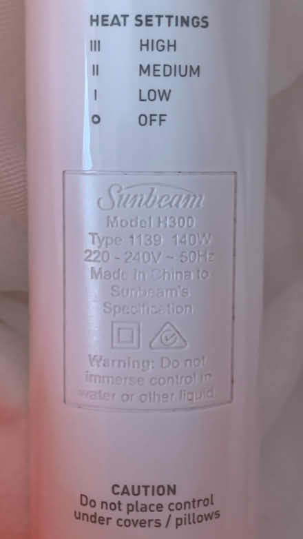 Photo of free Sunbeam electric blanket queen (Potts Point) #1