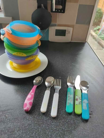Photo of free Children bowls Nuby cutlery sets (DY11 marlpool) #1