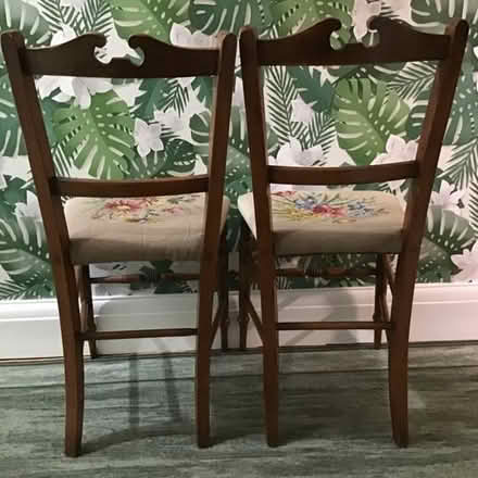 Photo of free 2 Satin Birch Chairs Tapestry Seats (CV22 Bilton) #3