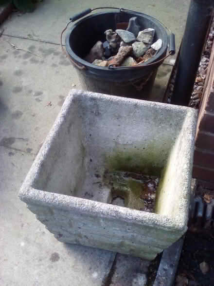 Photo of free Bucket of stones and plant pot. (Oxon SY3) #1