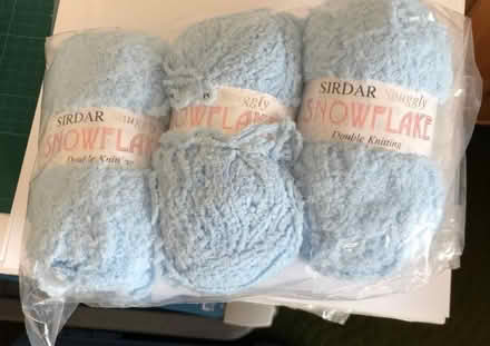 Photo of free 3 unopened Sirdar Snowflake balls of blue wool (AB11) #1