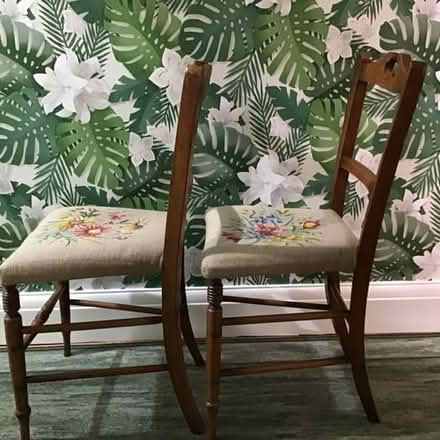 Photo of free 2 Satin Birch Chairs Tapestry Seats (CV22 Bilton) #4
