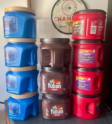 Photo of free Large Plastic Coffee Cans (The Villages, FL) #1