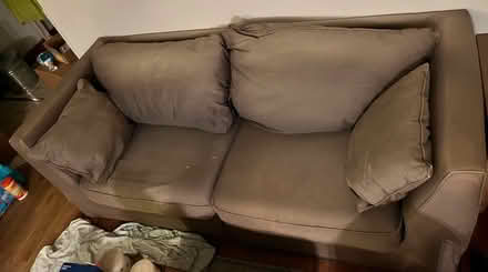 Photo of free Gray Overstuffed Couch (South End) #1