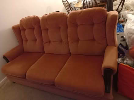 Photo of free 3 seater sofa pink.6feet long (Oaklands Dawlish.) #1