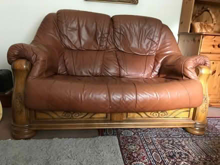 Photo of free Italian leather carved oak sofa (Canton CF5) #2