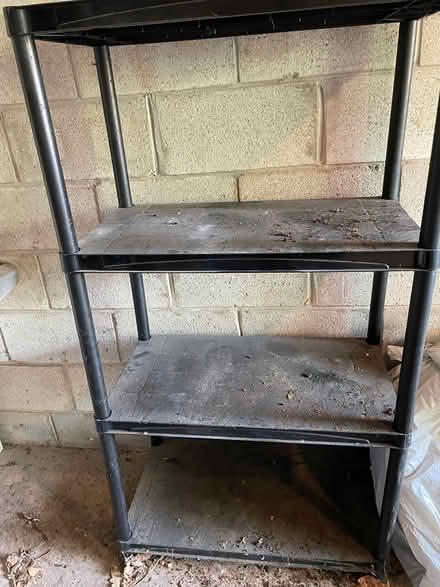 Photo of free Black shelving unit (Neyagawa river glen, oakville.) #1
