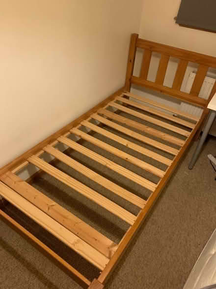 Photo of free pine wood single bed + mattress (Gyle EH12) #1